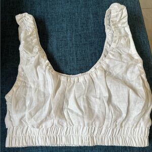 Acacia Swimwear Cream Ruched Tank Top